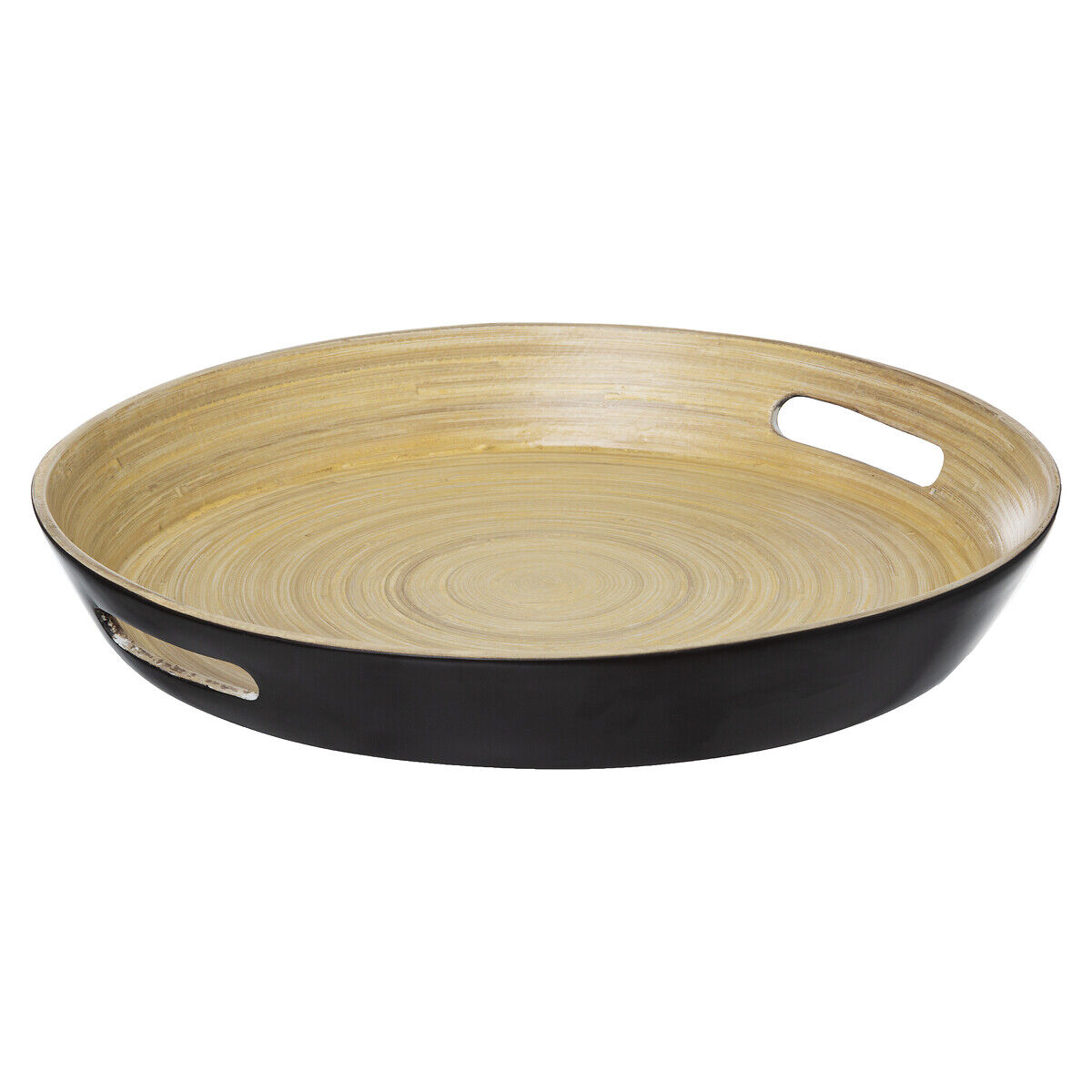 Round tray black in bamboo, , large