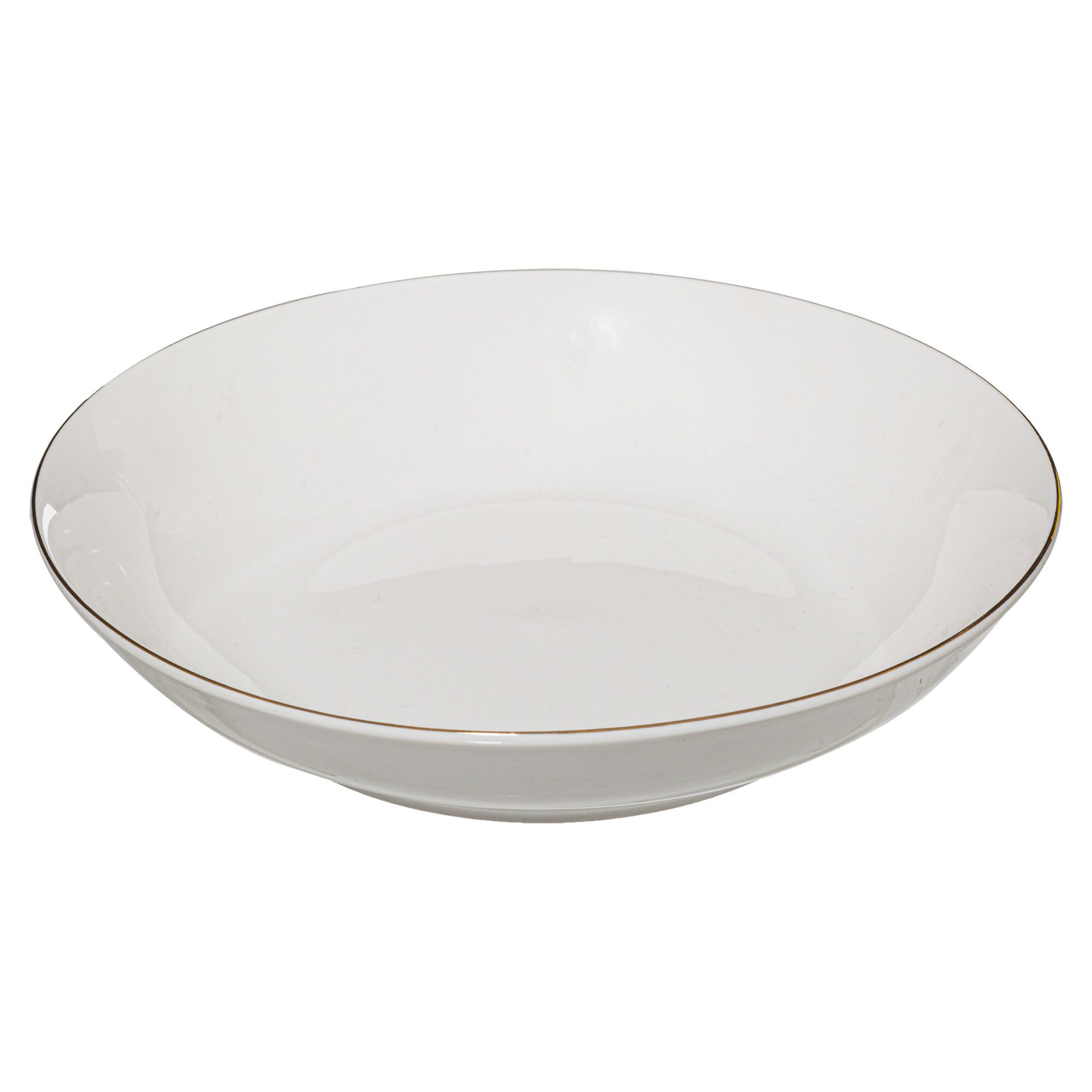 Prato de sopa PETIT SALON branco com beira dourada 20cm, , large