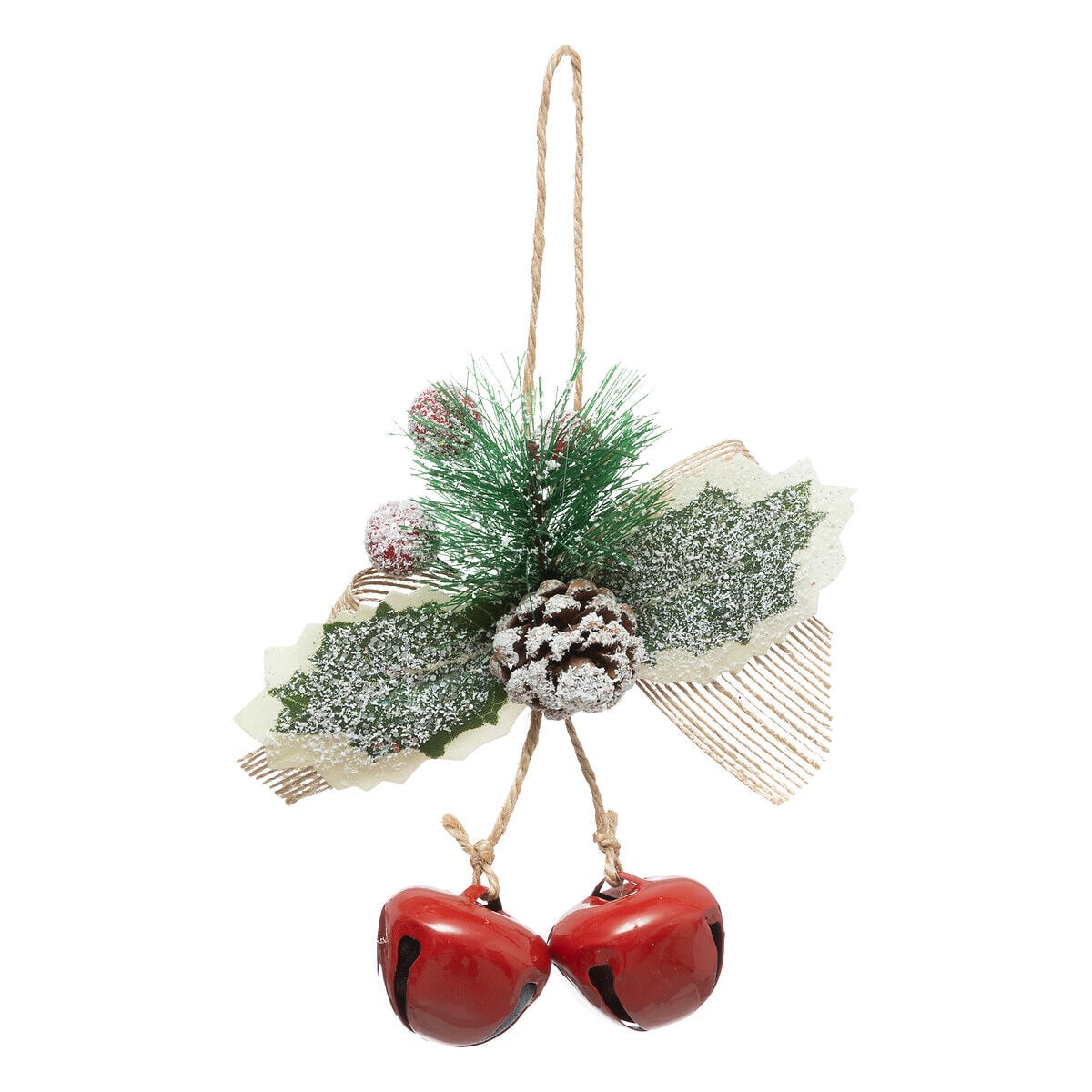 Pendurante de laço com azevinho e sinos 15cm, , large