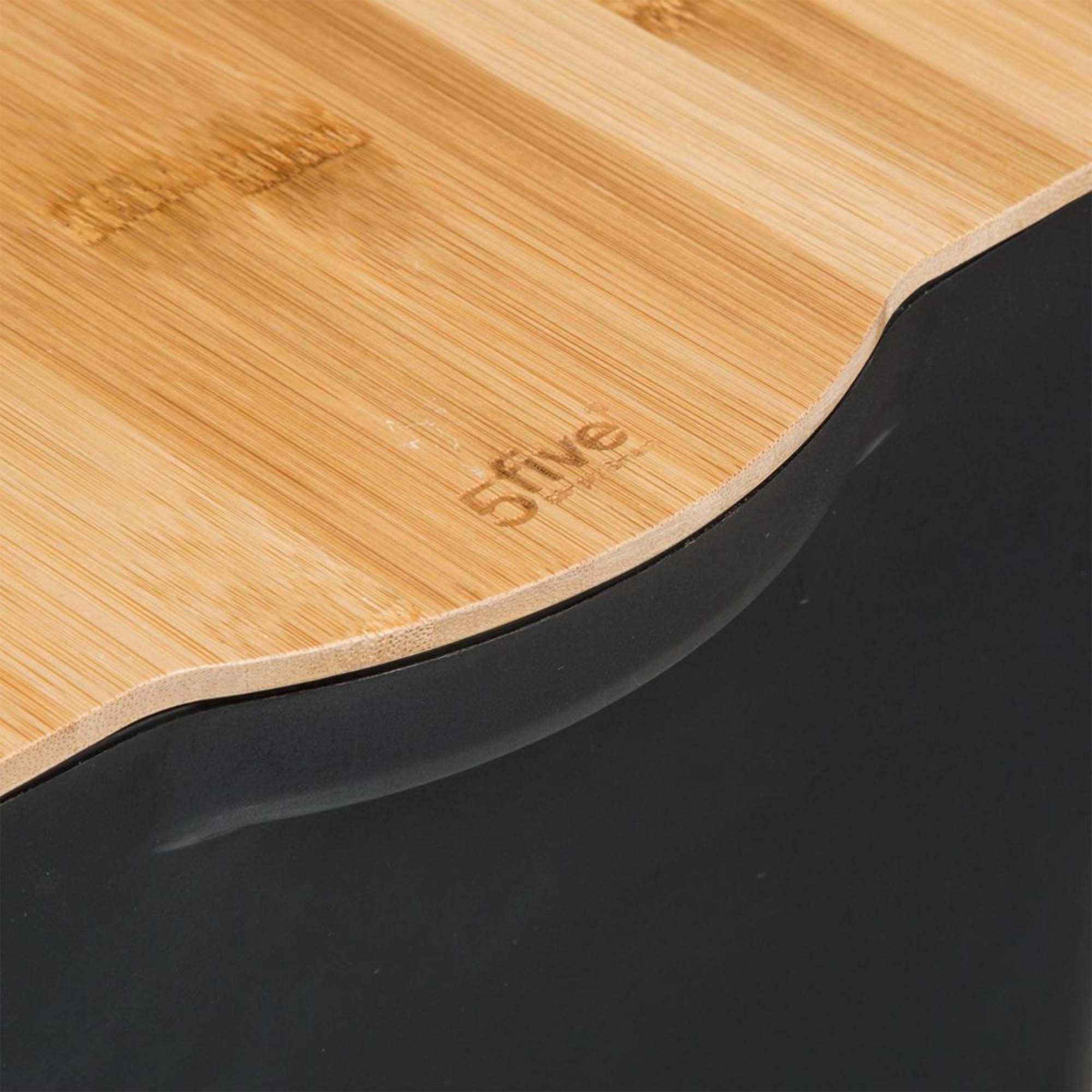 Storage box black with bamboo lid, , large