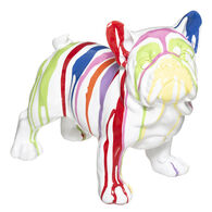 Figura Cão Branco Com Riscas Coloridas