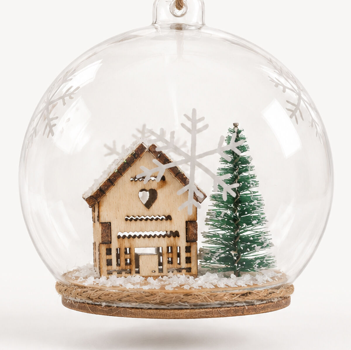 Bola de natal casinha/floco 8cm, , large