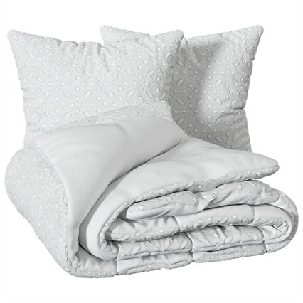 Capa de edredão e 2 capas de almofada branco SWAN 240x260cm, , large