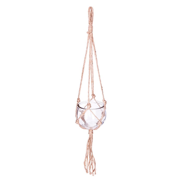Jarra suspensa globo de vidro com corda em ráfia, , large