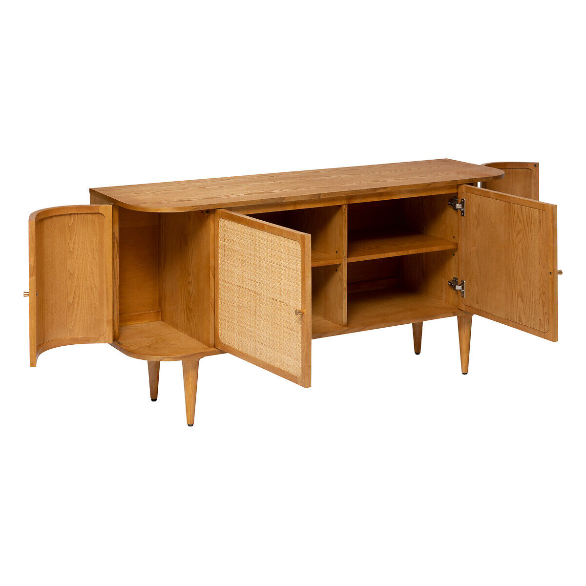 Aparador KISCO com 4 portas em mdf e rattan, , large