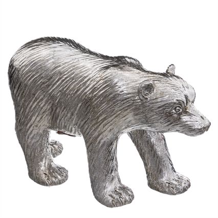 Estátua De Urso Prateado Em Resina, , large