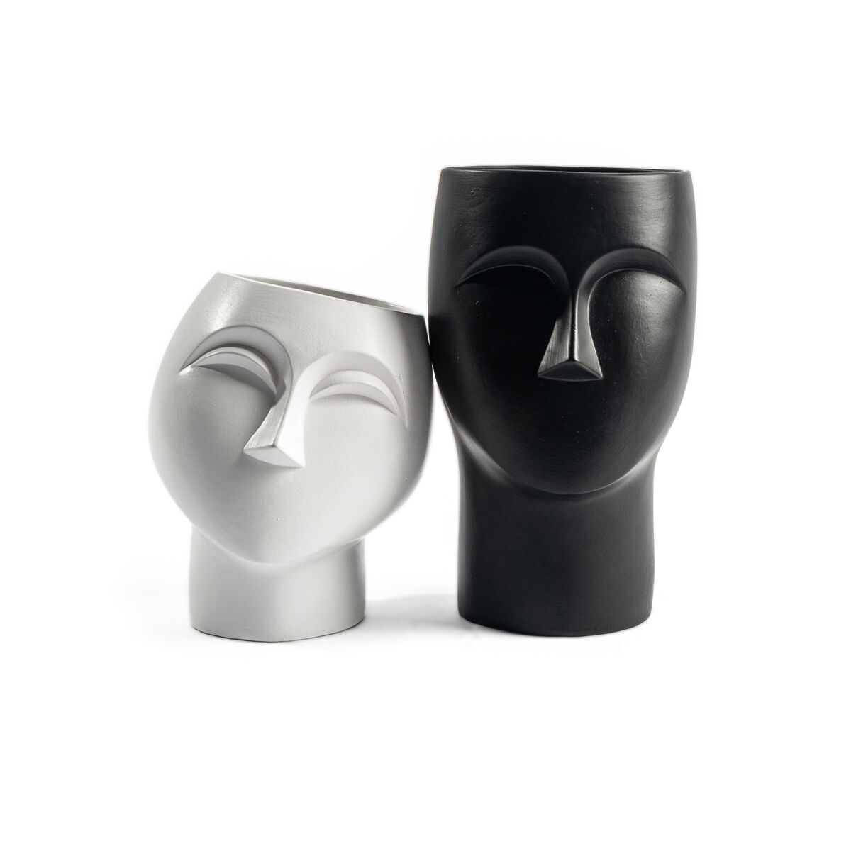 Jarra de cerâmica branca figura cara de mulher, , large