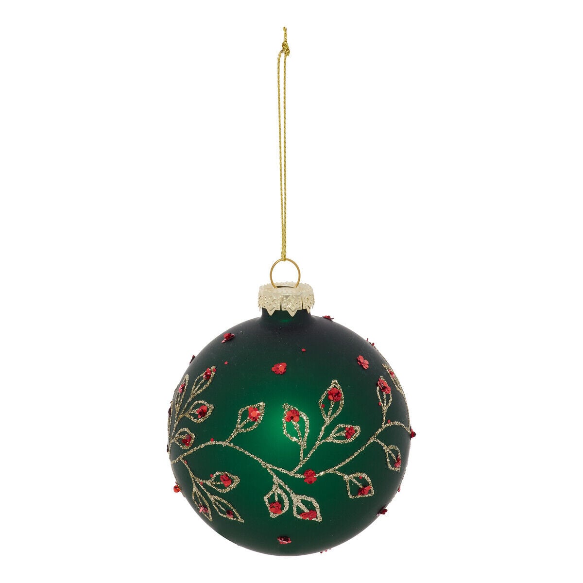 Bola de natal ramos verde 8cm, , large