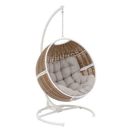 Sillón columpio ORBIANA gris pardo y blanco, , large