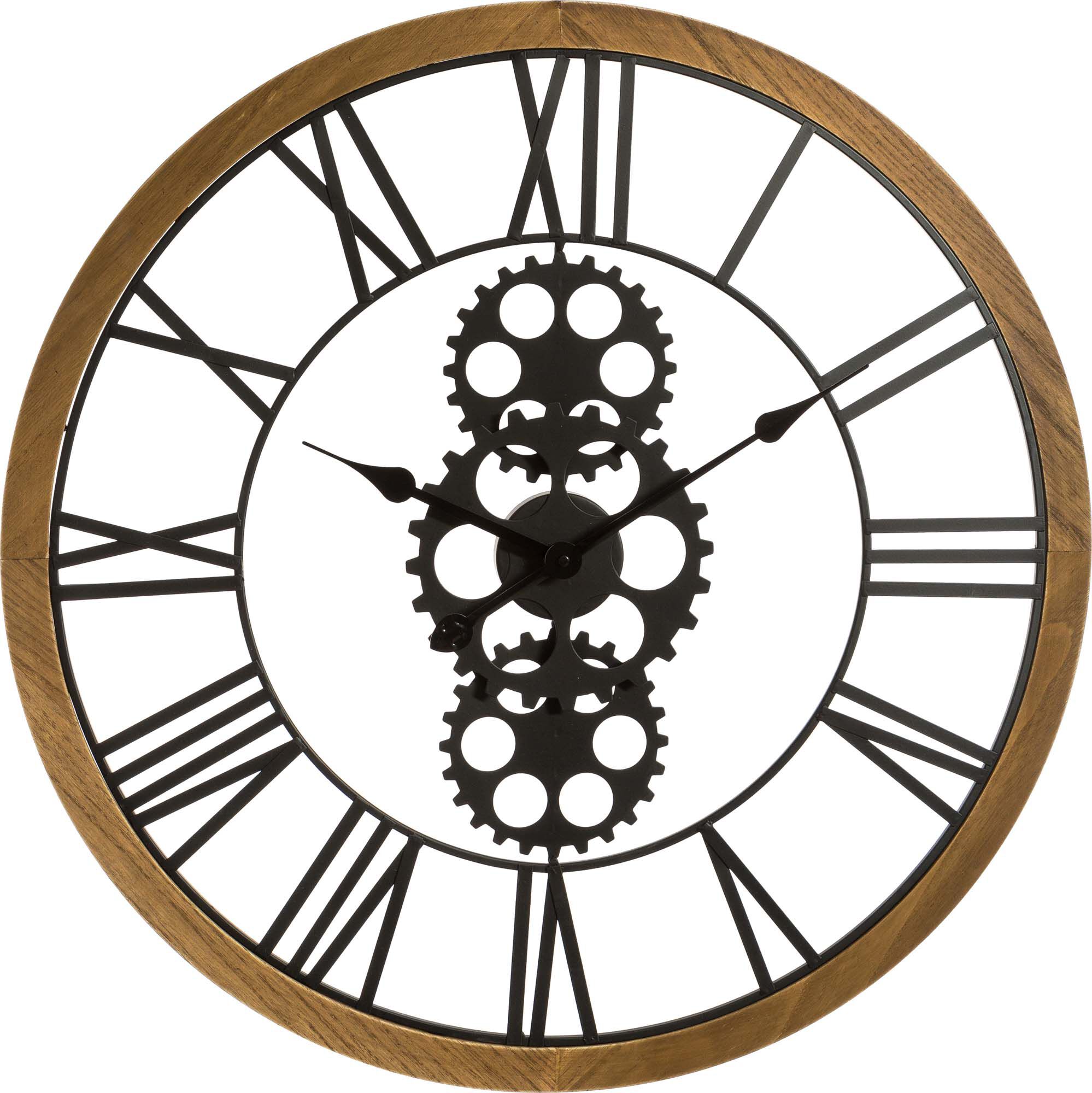 Relógio decorativo de parede em metal e madeira 70cm, , large
