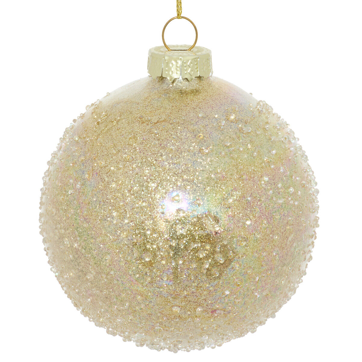 Bola de natal relevo dourado 8cm, , large