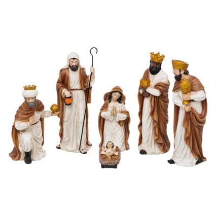 Conjunto de 6 figuras para presépio em resina 33cm, , large