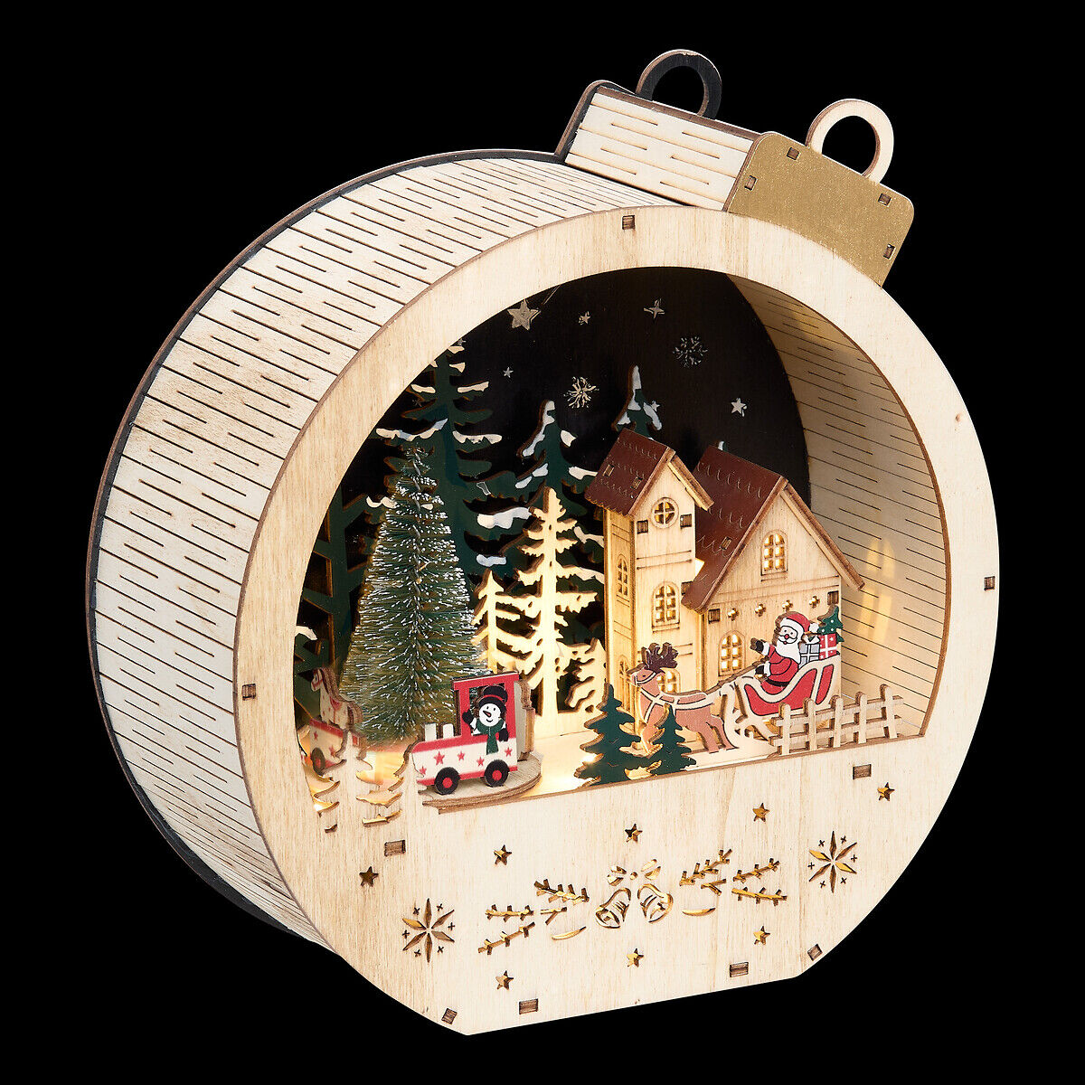 Cenário figura bola de natal com pai natal 21x9x22cm, , large