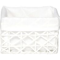 Cesta de ba&ntilde;o blanca forrada con tejido 11x15cm