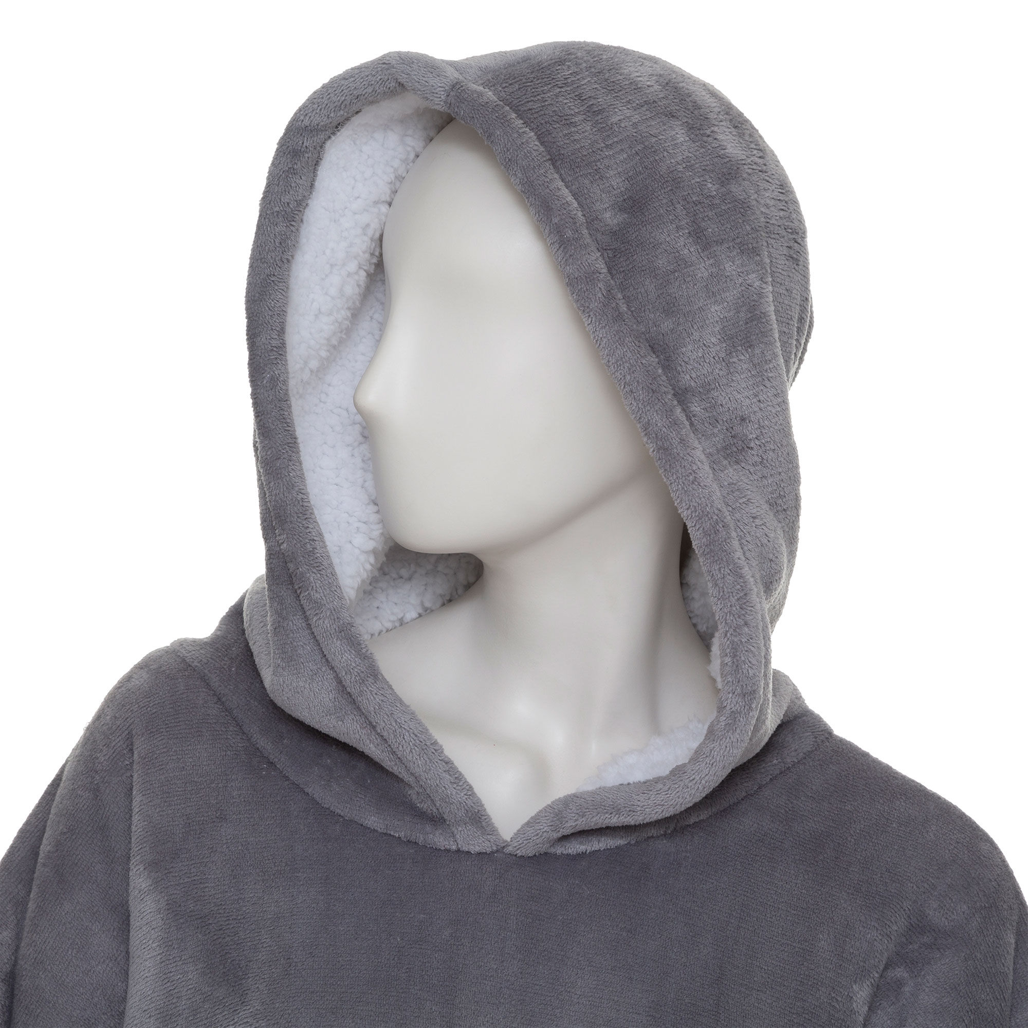 Manta camisola com capuz cinza, , large