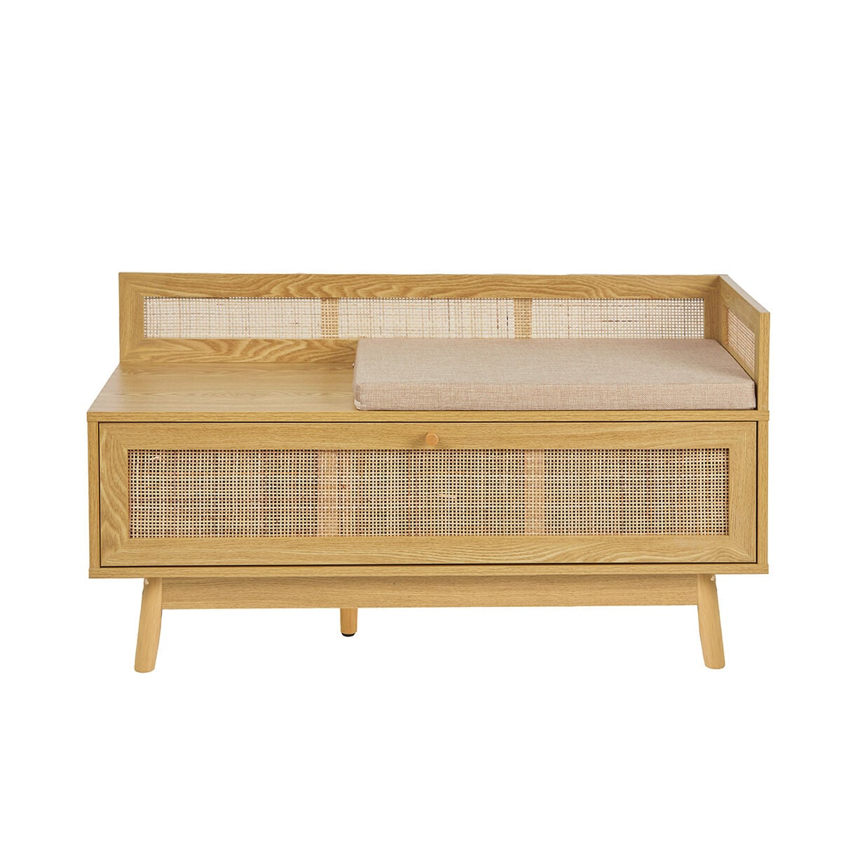 Banco para arrumação em rattan, , large