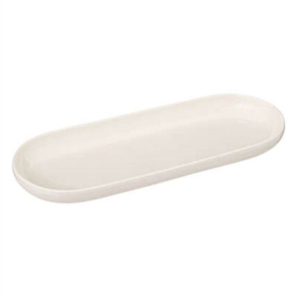 Prato oval travessa NORA branca em porcelana 9x23cm, , large