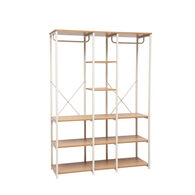 Armario doble de metal beige con estantes