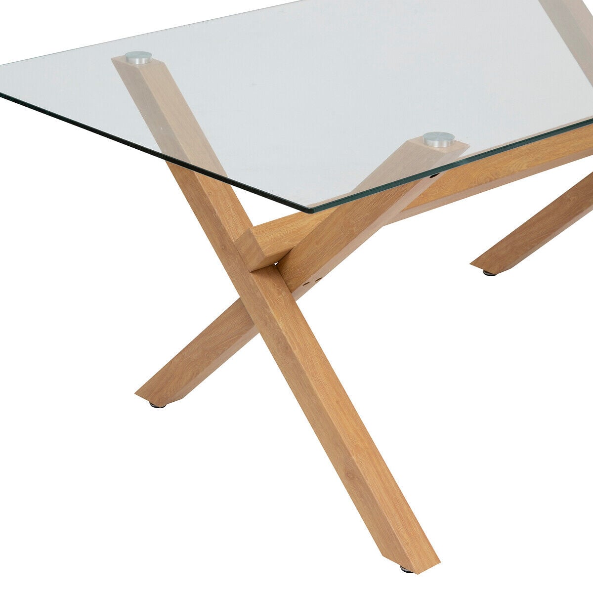Mesa de jantar JOREL com tampo de vidro 90x180cm, , large
