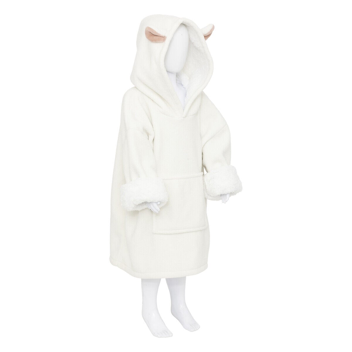 Manta camsiola branco com capuz ovelha, , large