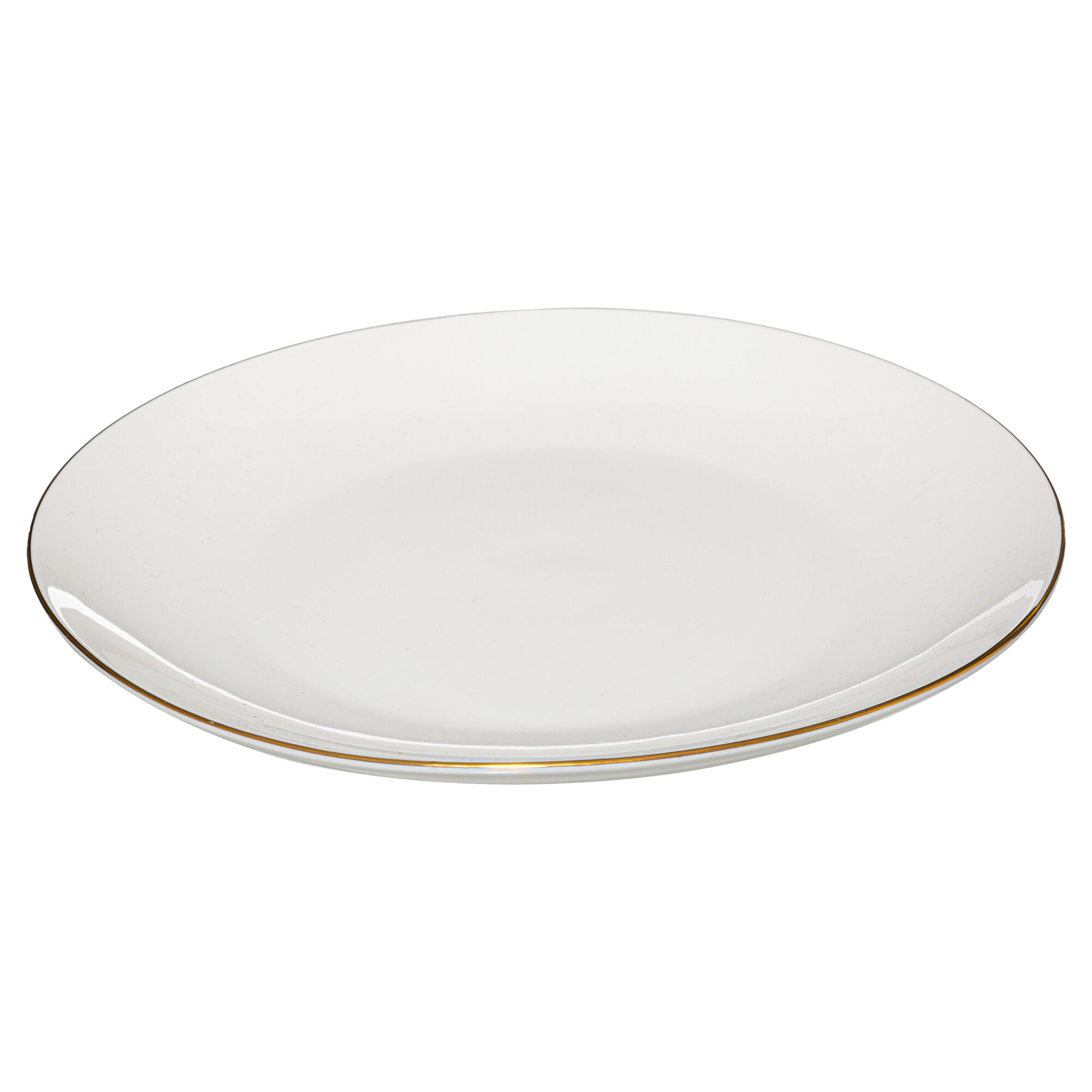 Prato raso PETIT SALON branco com beira dourada 27cm, , large