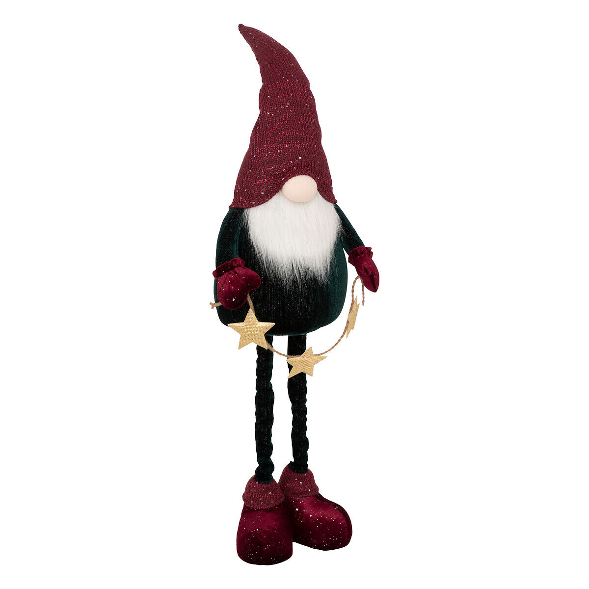 Figura gnomo com estrelas bordeaux 85cm, , large