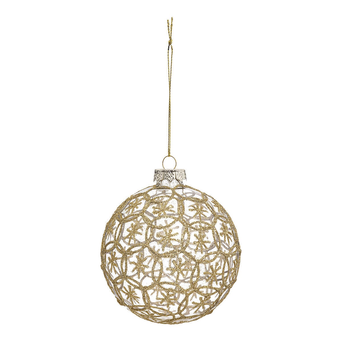 Bola Navideña Dorada De Vidrio Con Estrellas, , large