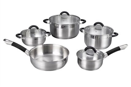 Trem de cozinha com 5 peças em inox com tampa, , large