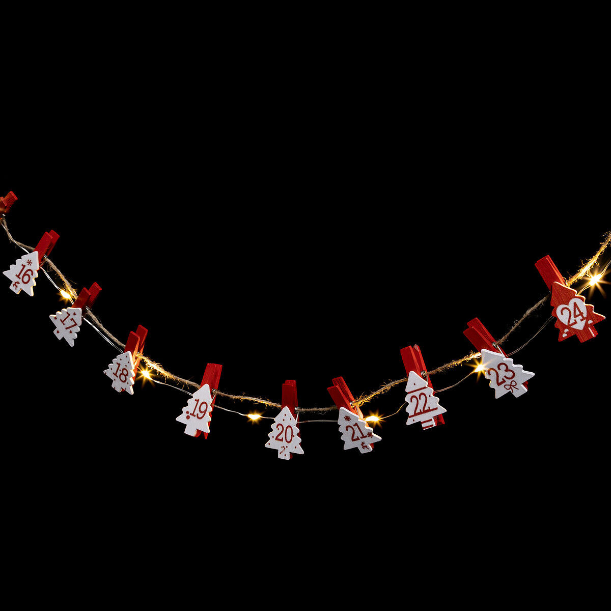 Grinalda Luminosa Com Calendário Do Advento 24 LEDs, , large
