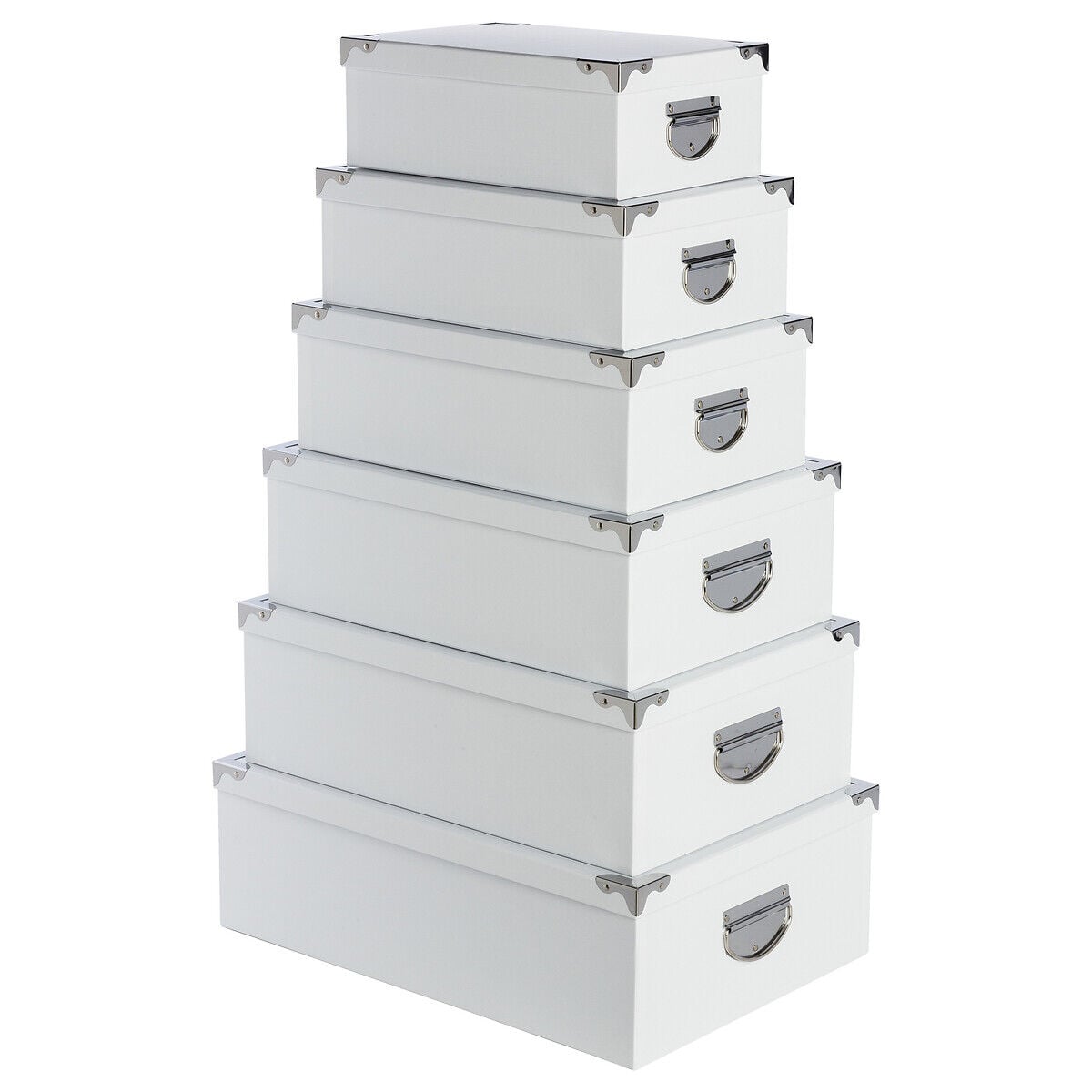 Conjunto de 6 caixas de arrumação brancas, , large