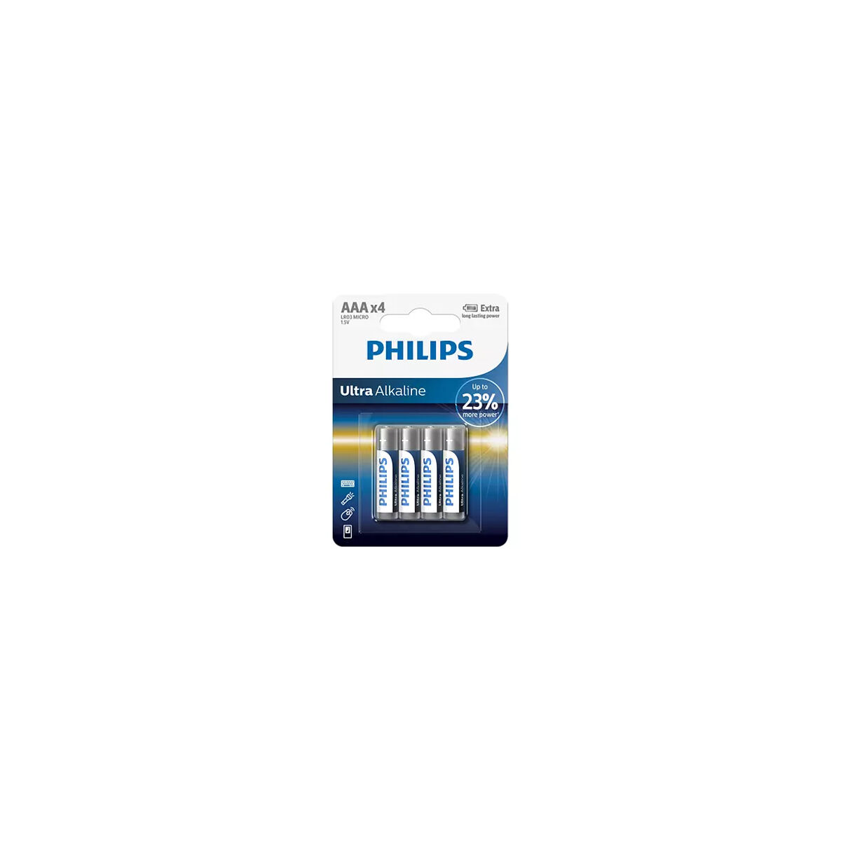 Conjunto de 4 pilhas alcalina Philips ultra power lr03, , large