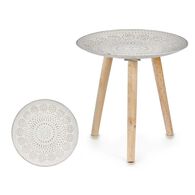 Mesa Auxiliar De Madera Tapa Decorativa Mandala