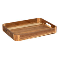 Bandeja rectangular marr&oacute;n de madera de acacia