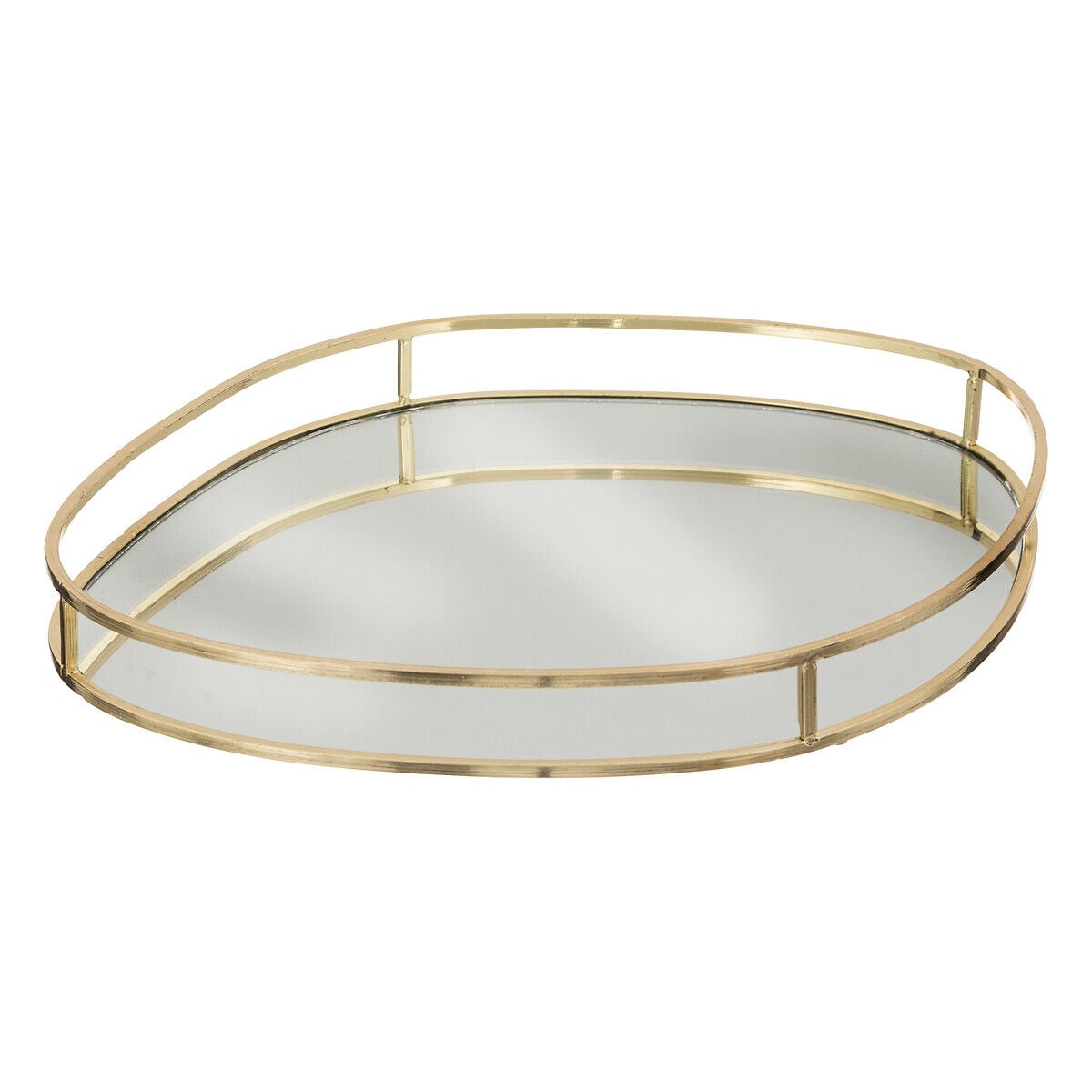 Tray LILY gold in metal and glass, , large