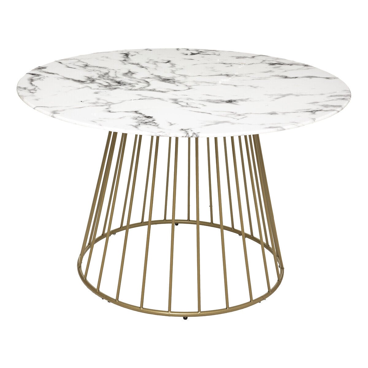 Mesa de jantar redonda com tampo efeito mármore, , large