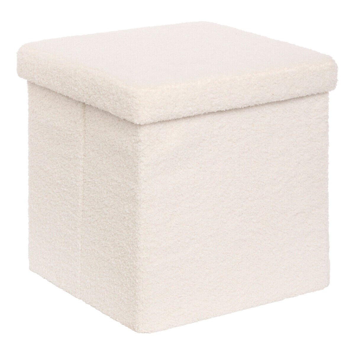 Pufe com arrumação JAIKO bouclé branco, , large