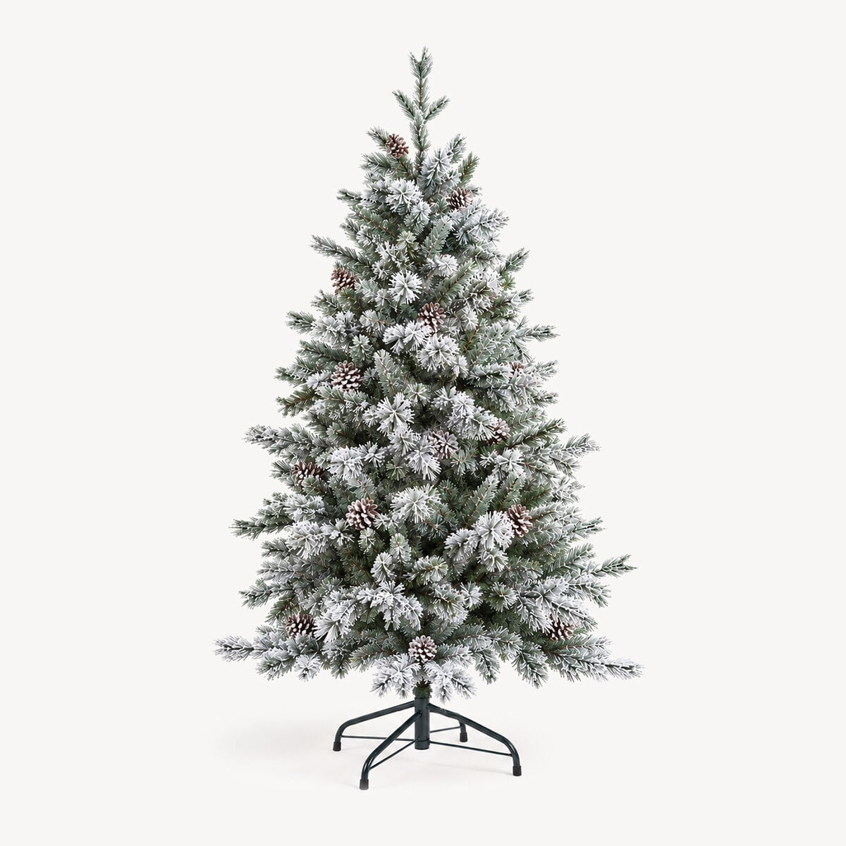 Christmas tree YUKON green snow effect with pine cones, , large