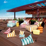 Puf sofa impermeable rayas blancas y amarillas