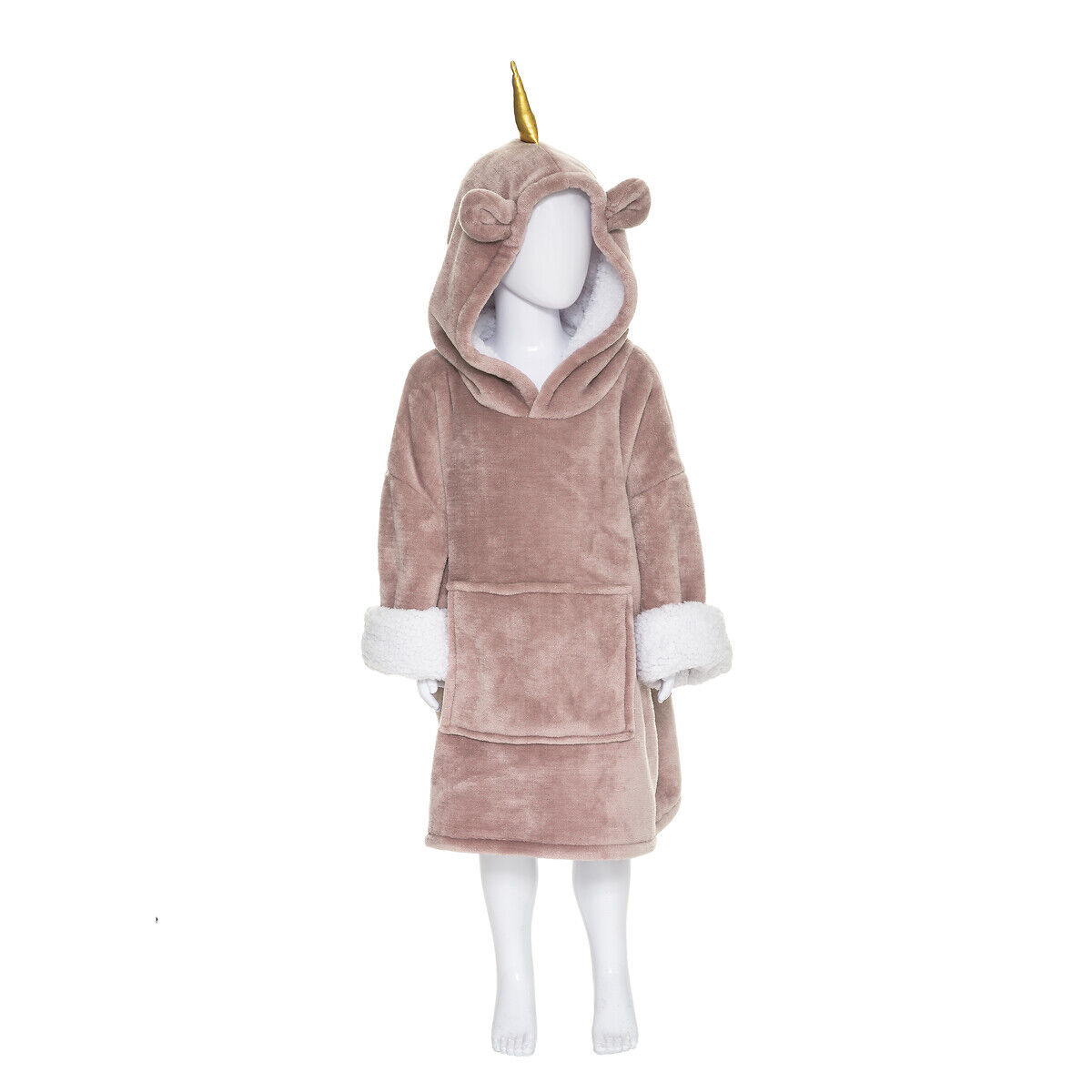 Manta camisola com capuz rosa 3-10 anos, , large