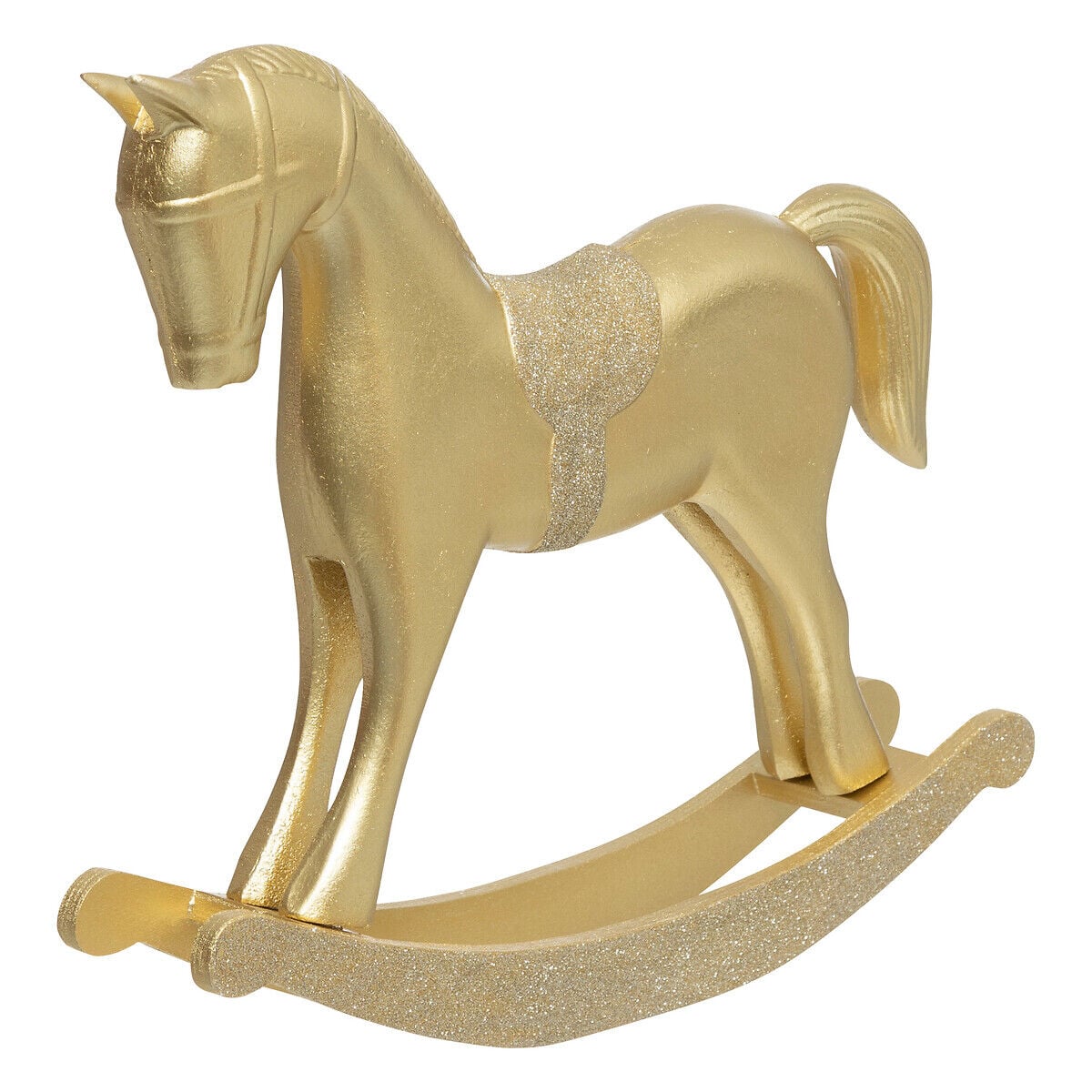 Cavalo decorativo em madeira dourado, , large