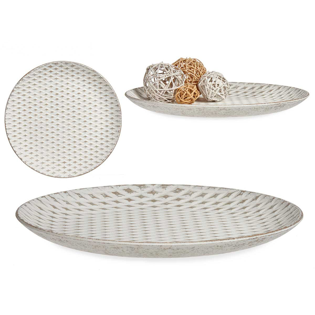 Centro de mesa branco em mdf 35cm, , large