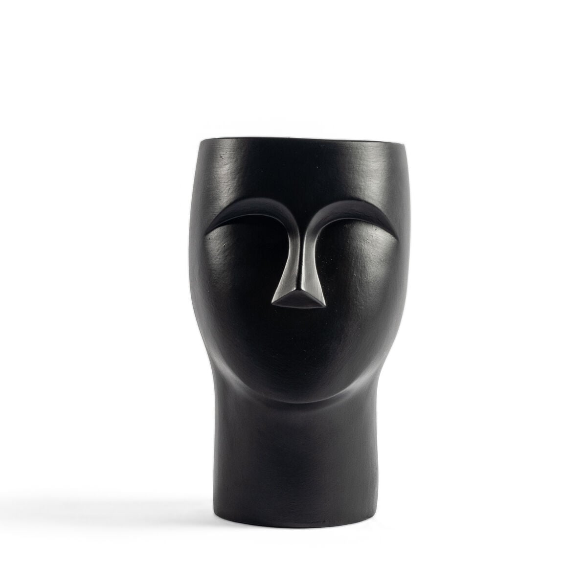 Jarra de cerâmica preta figura cara de homem, , large