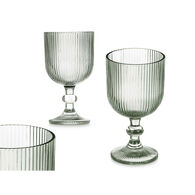 Copo De Água Riscas Verde Com Pé 37cl