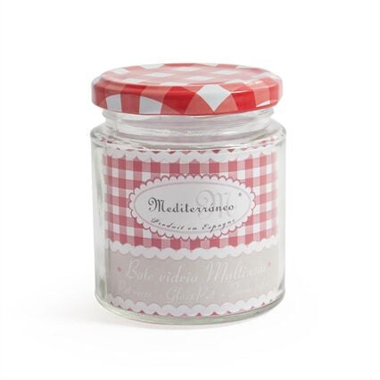 Glass jar with decorated lid, , large