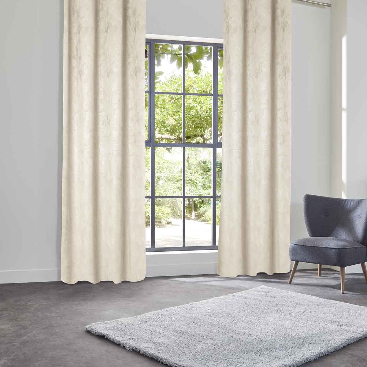 Cortina opaca FUJO veludo bege 135x260cm, , large