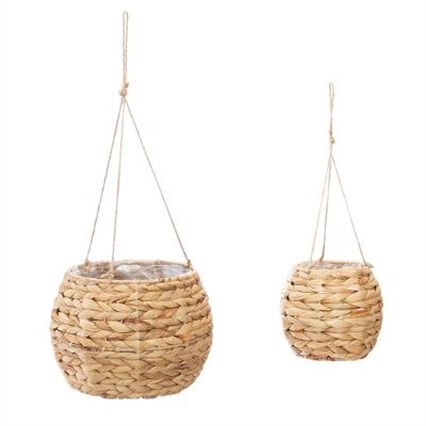 Hanging plant pot HYA beige in water hyacinth, , large