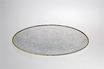 Prato marcador KENDO com beira dourada em vidro 33cm, , large