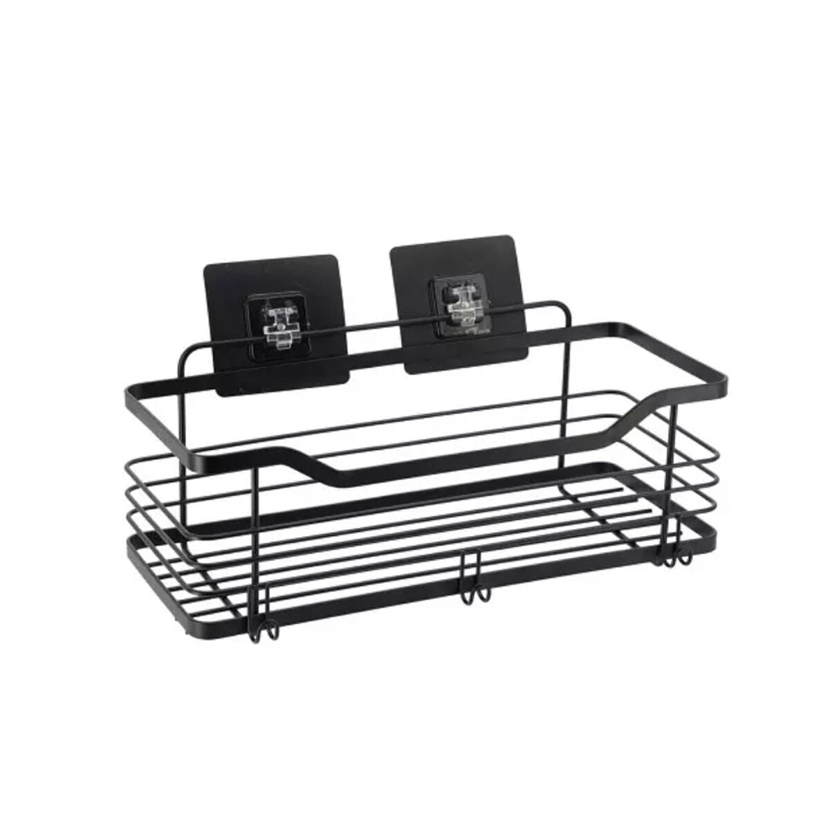 Prateleira wc preto em metal com adesivo, , large
