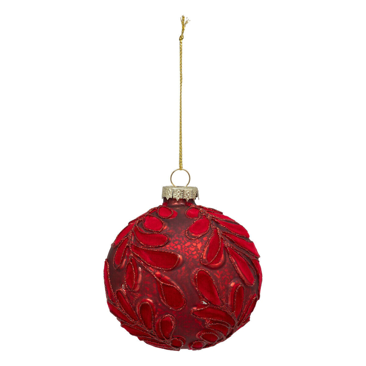 Bola folhas veludo bordeaux 8cm, , large