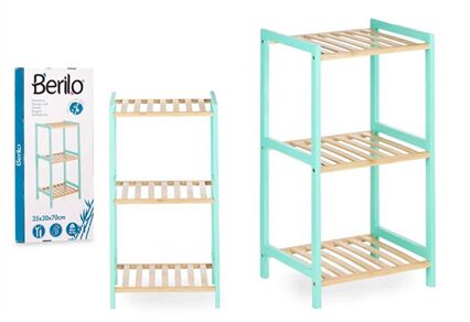 Estante com 3 prateleiras verde em bambu 70cm, , large
